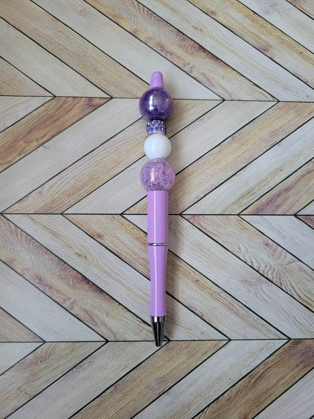 Lilac w/Purple, White & Lilac - Beaded Pen