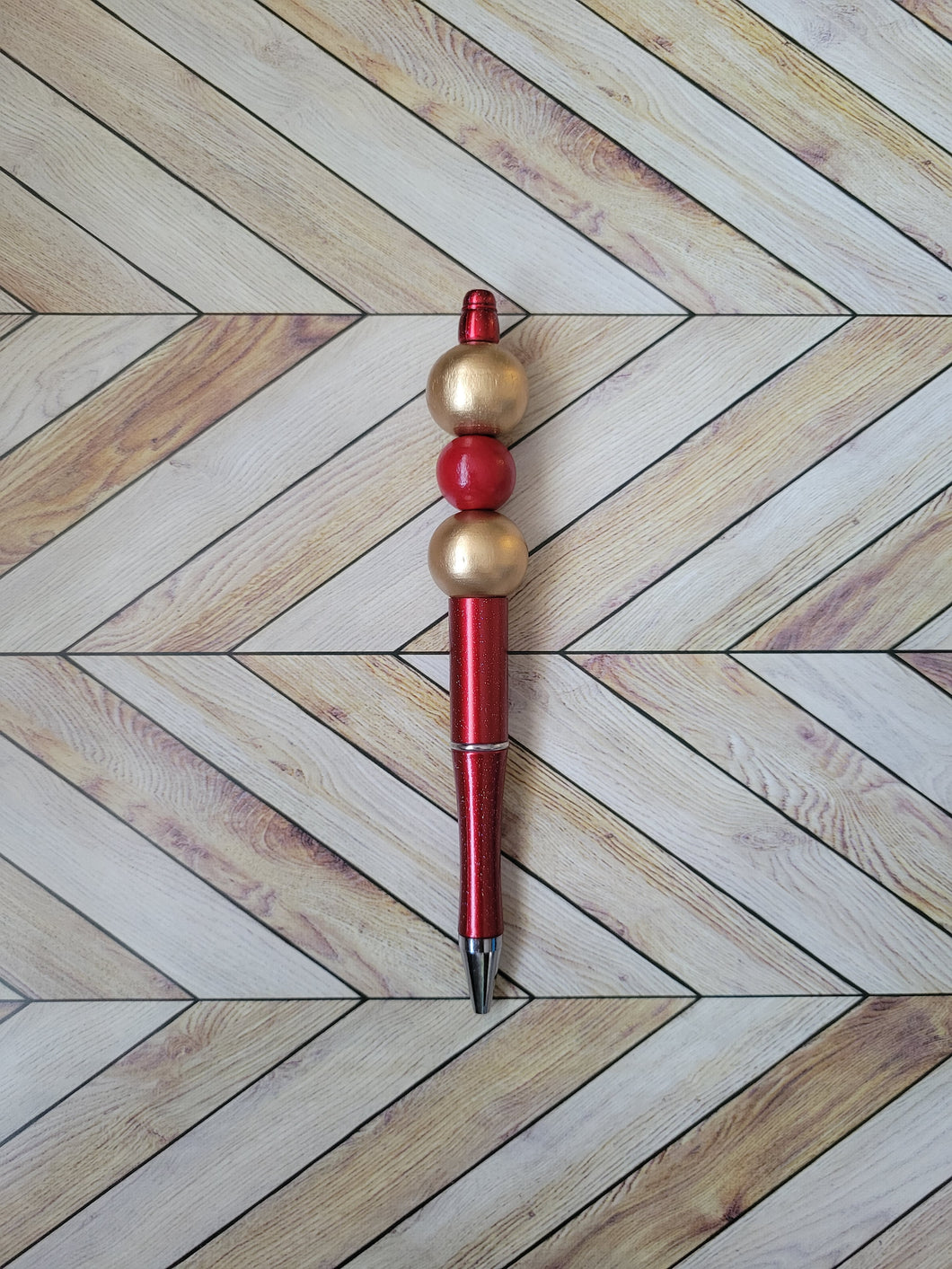 Red w/Gold & Red - Beaded Pen