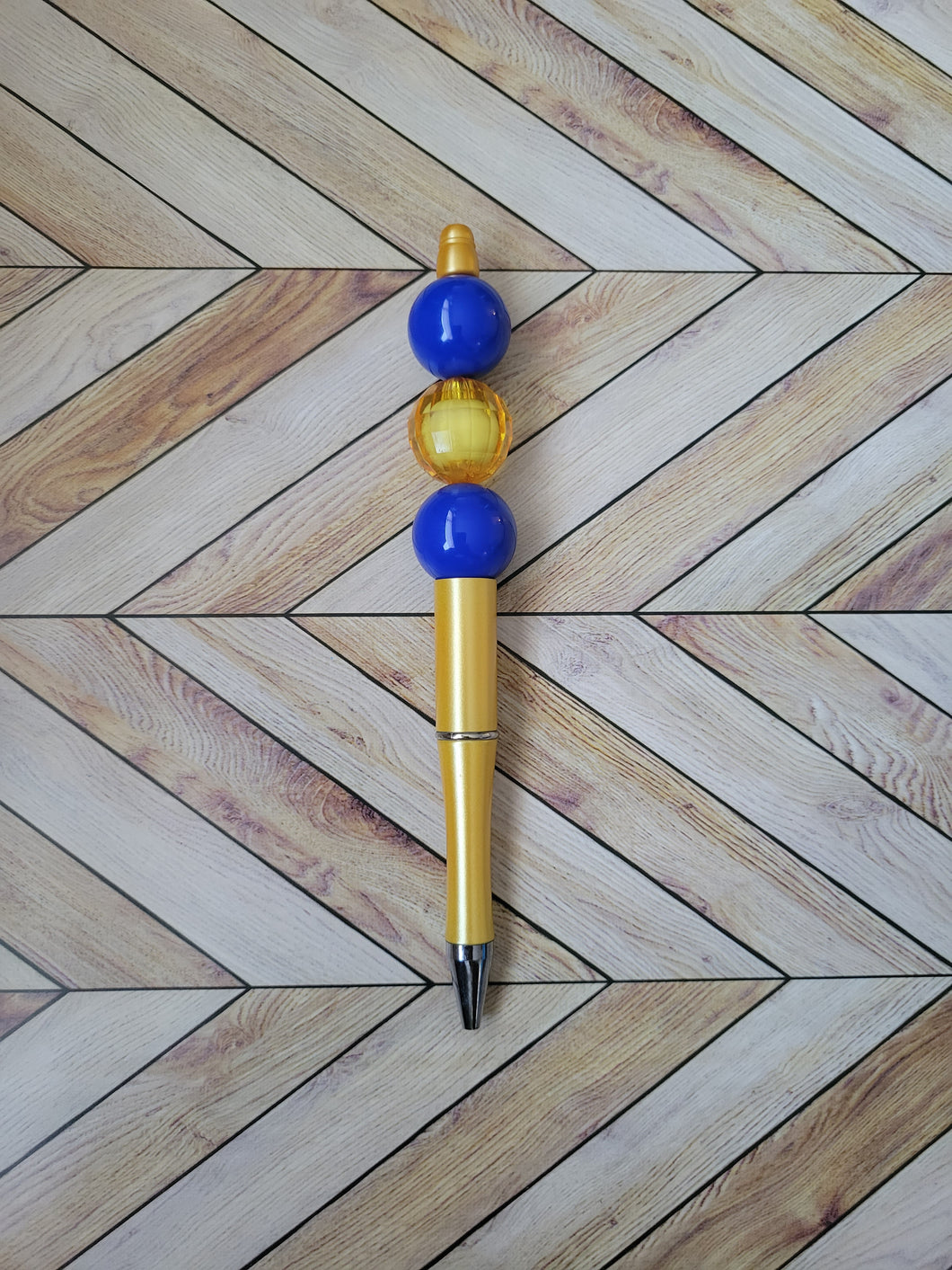 Yellow w/Blue & Yellow - Beaded Pen