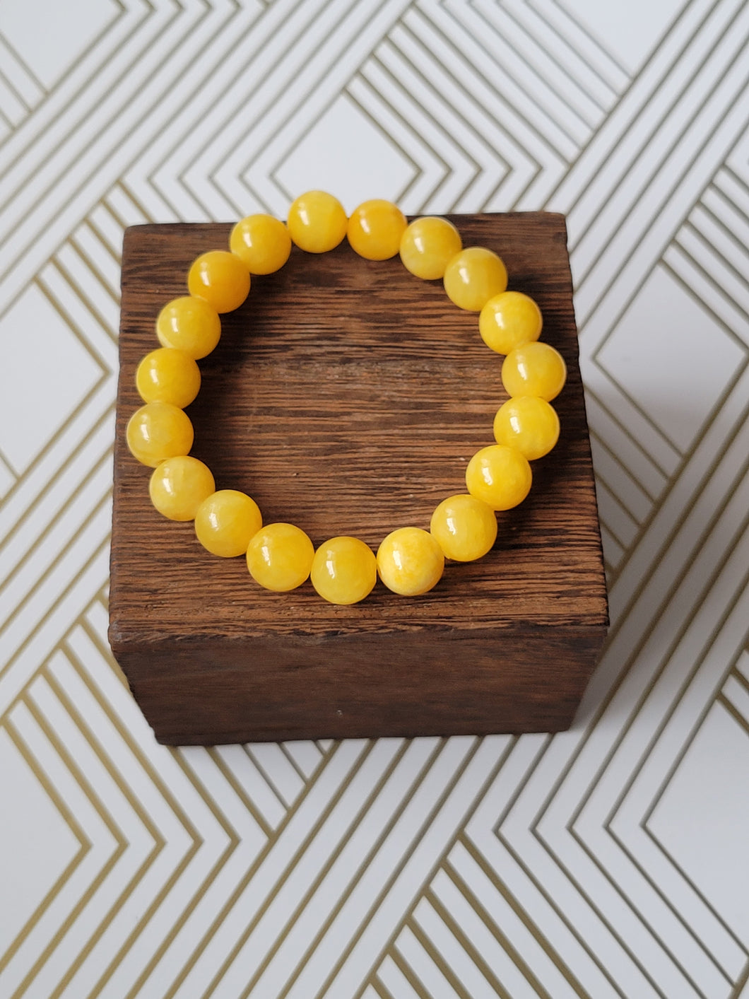 Sunny Yellow Sim. Jade- Beaded Bracelet