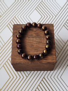 Gold brushed Dark Brown - Beaded Bracelet