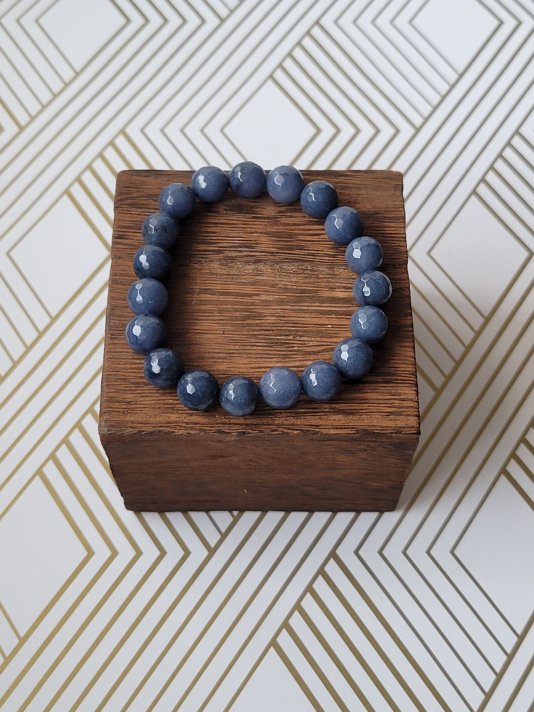 Blue Steel faceted sim. jade - Beaded Bracelet