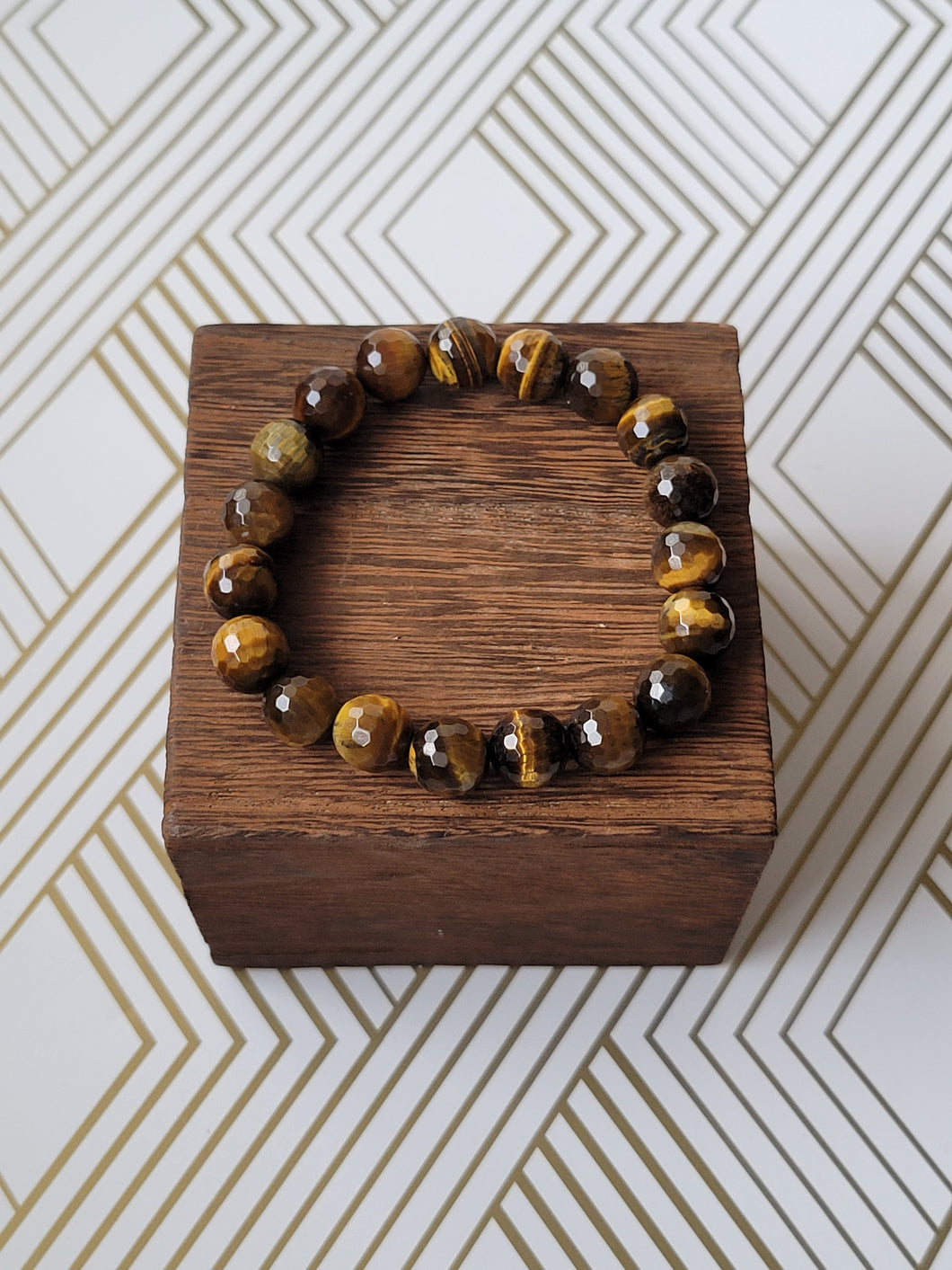 Faceted Yellow/Brown Tiger Eye- Beaded Bracelet