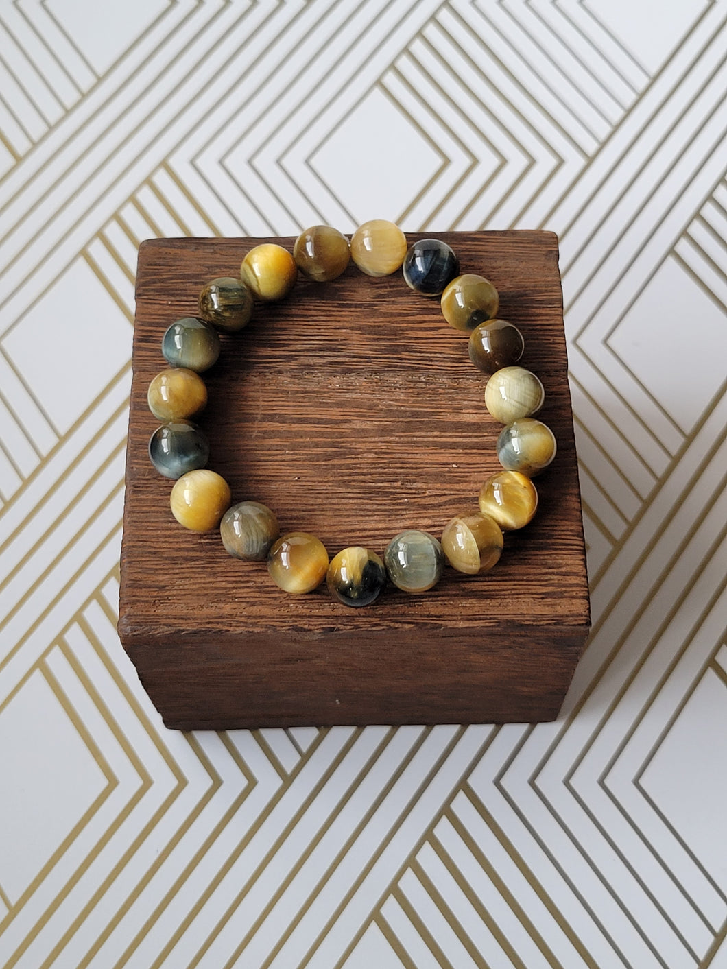 Yellow & Gray Multi Tiger Eye - Beaded Bracelet
