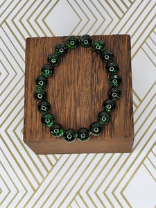 Dark Green Watercolor - Beaded Bracelet