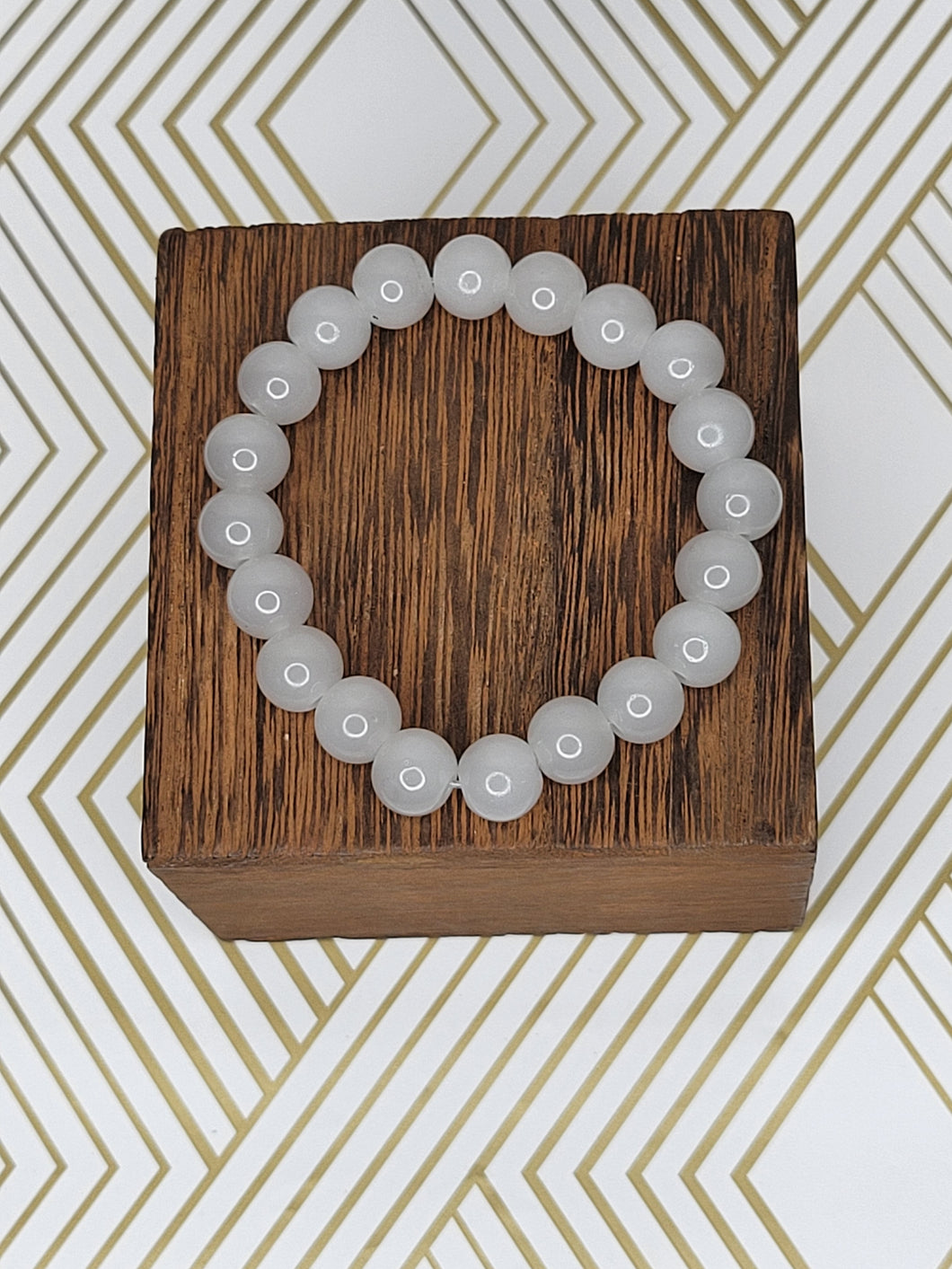 Light Gray Sim. Jade - Beaded Bracelet