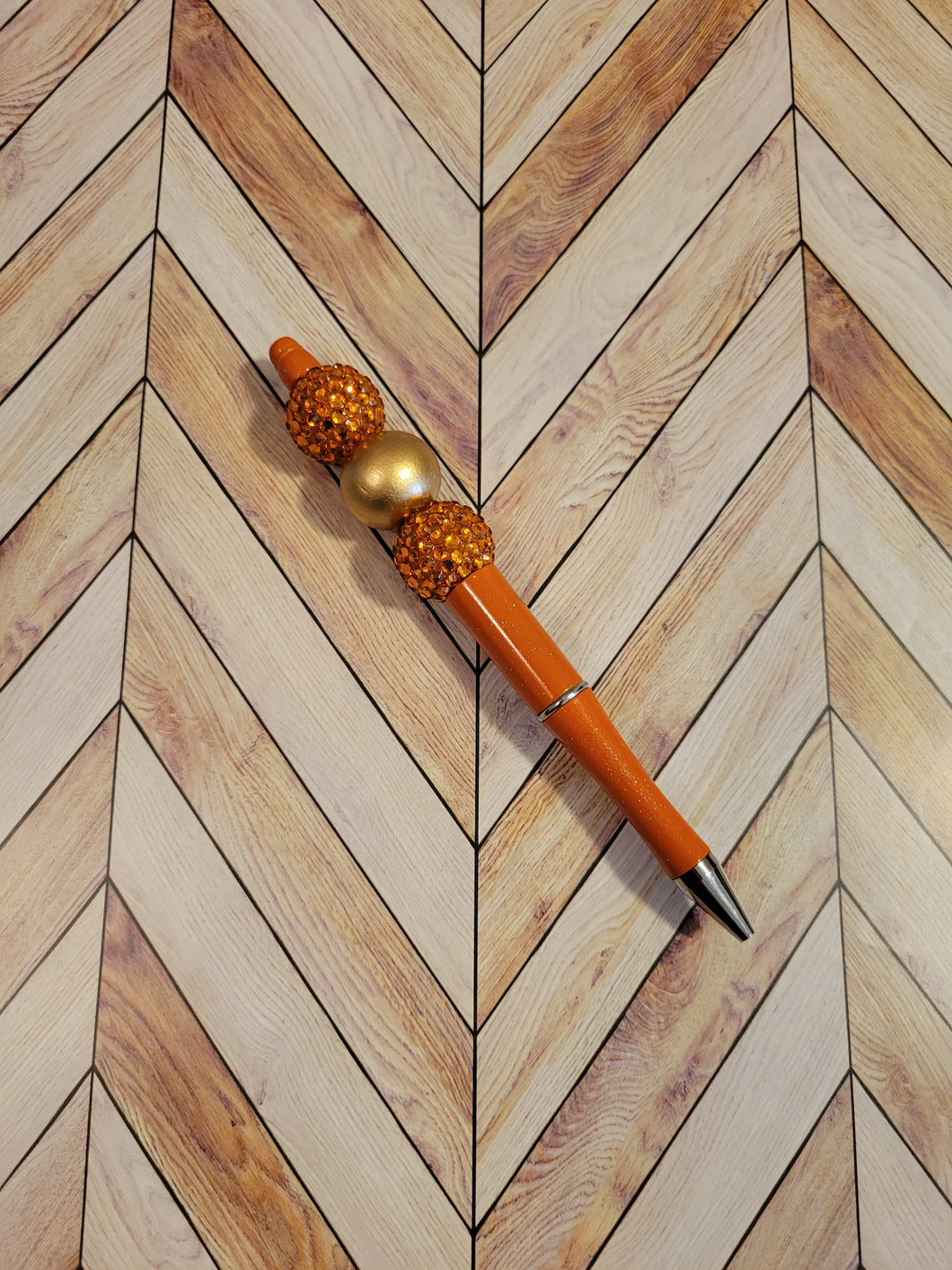 Orange w/ Orange & Gold - Beaded Pen
