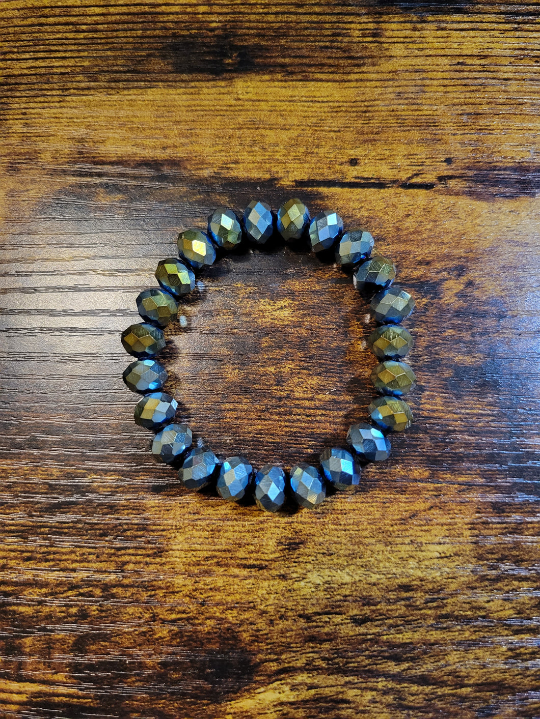 Teal/Gold faceted  - Beaded Bracelet