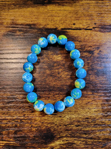 Aqua/yellow rain stone- Beaded Bracelet