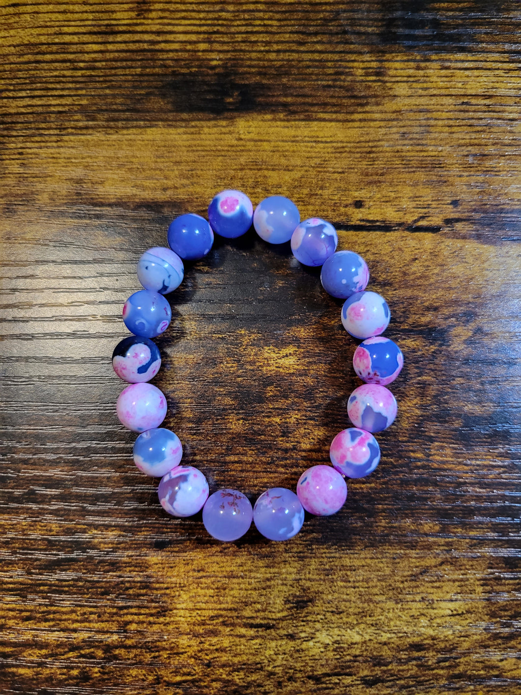 Pink/Purple Fire Agate  - Beaded Bracelet