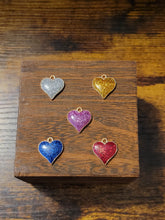 Load image into Gallery viewer, Glitter Heart (various colors on gold) - Charm

