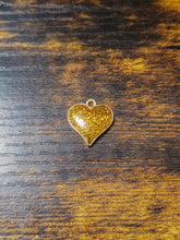 Load image into Gallery viewer, Glitter Heart (various colors on gold) - Charm
