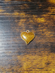 Glitter Heart (various colors on gold) - Charm