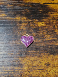 Glitter Heart (various colors on gold) - Charm